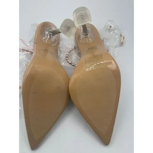 Cape Robbin Melli Nude Clear sandal Heel Women's Size 8 - Picture 4 of 6